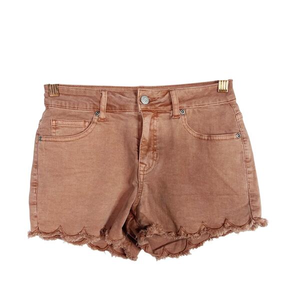 New Francescas Harper Heritage Blush Pink Scallop Edge Jean Shorts 25 Stretch - Picture 1 of 12